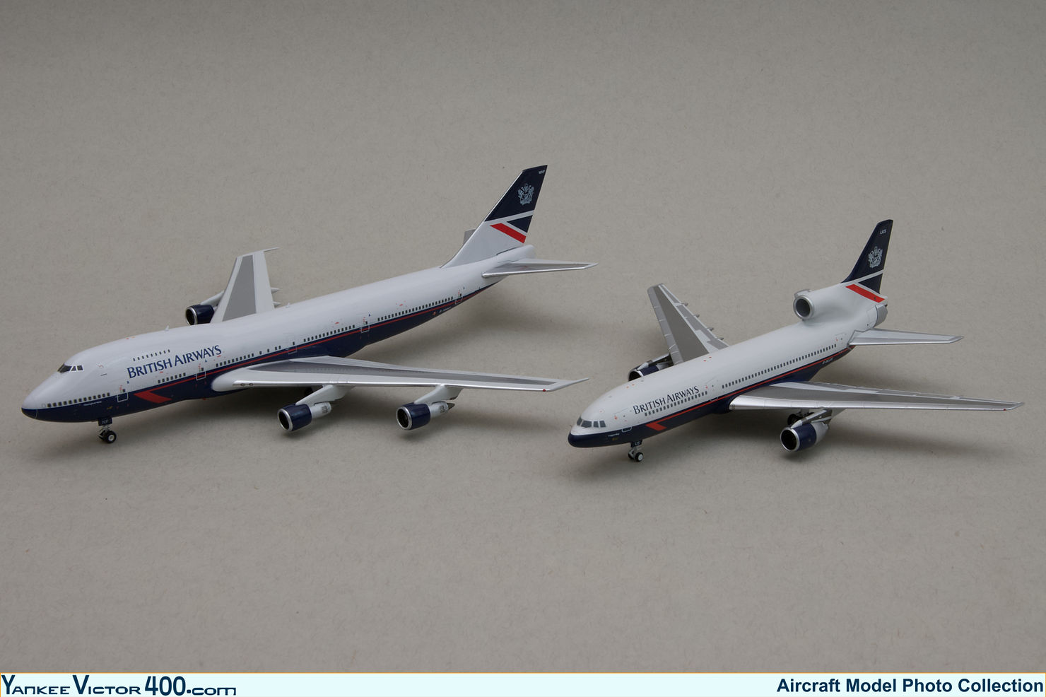 British Airways 747-136 G-AWNP by Phoenix Models and L1011-200 G-BHBR by NG Models. 1:400