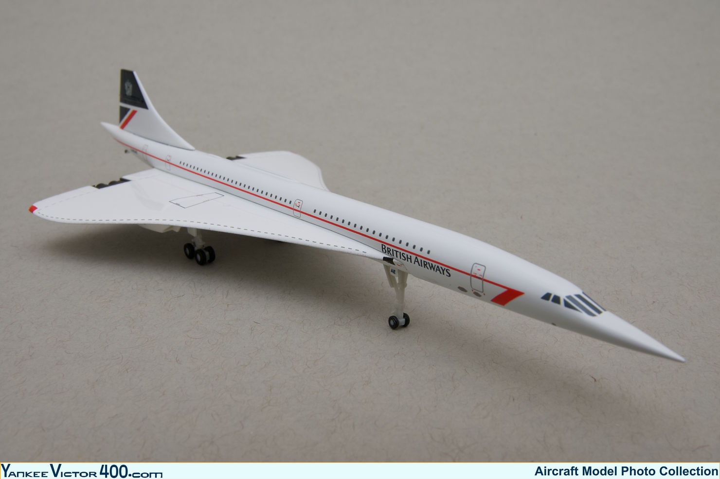 Scale model of a British Airways Concorde in the Landor livery registered G-BOAE