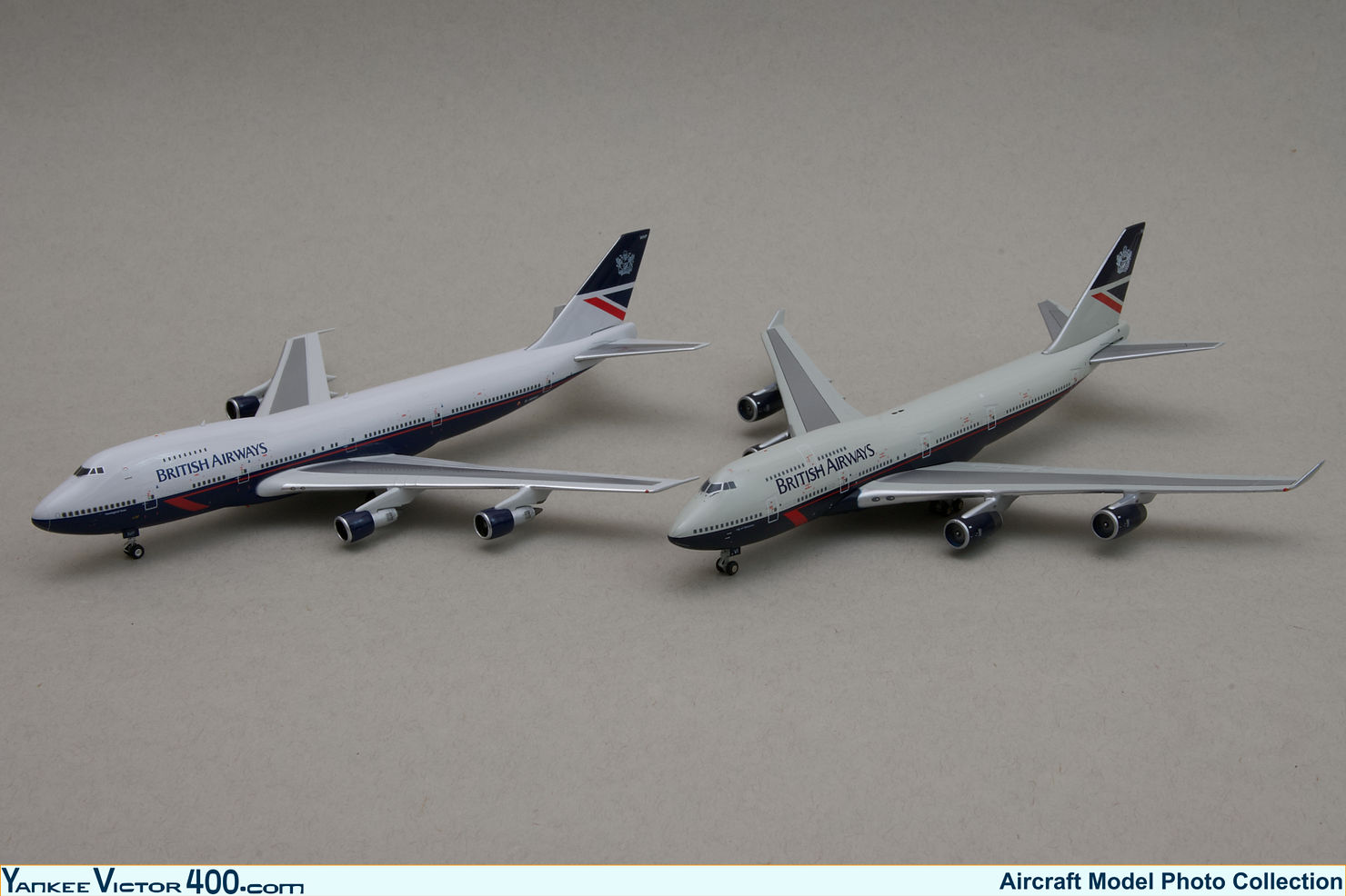 British Airways 747-136 G-AWNP by Phoenix Models and 747-436 G-CIVI by GeminiJets. 1:400